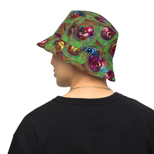 Kaleido Bloom on a Reversible Bucket Hat