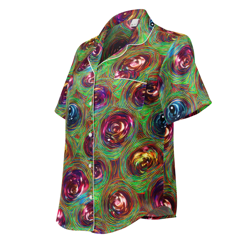 Kaleido Bloom on Women's Short Sleeve Pajama Top — Left Front