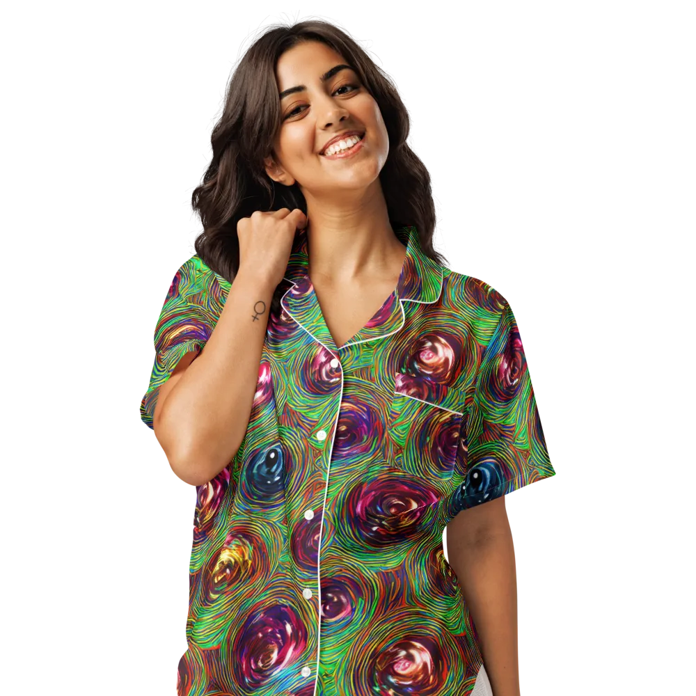 Kaleido Bloom on Women's Short Sleeve Pajama Top — Front
