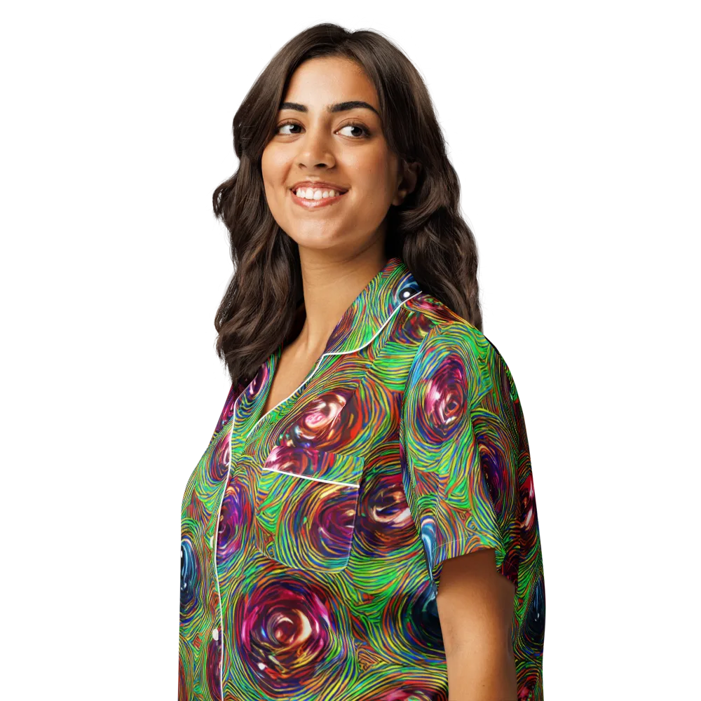 Kaleido Bloom on Women's Short Sleeve Pajama Top — Left Front