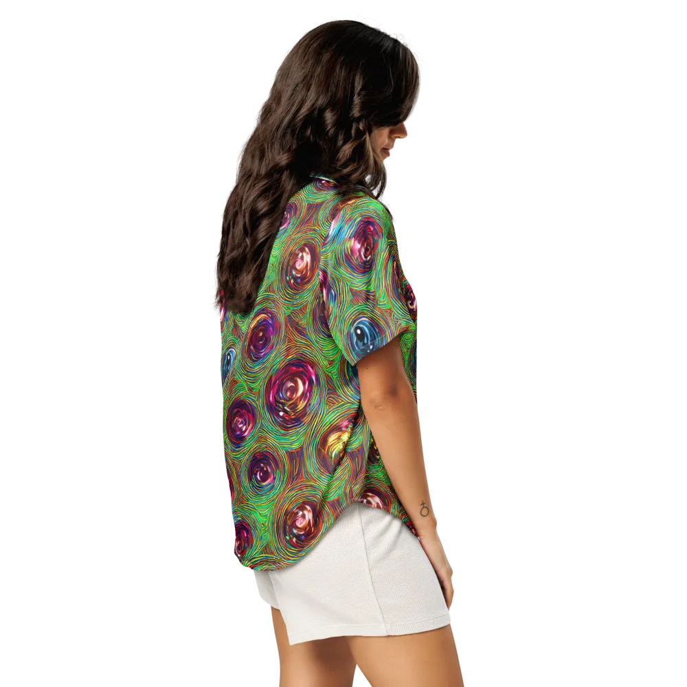 Kaleido Bloom on Women's Short Sleeve Pajama Top — Right Back