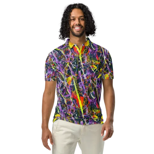 Sonic Shards on a Men's Slim Fit Polo Shirt