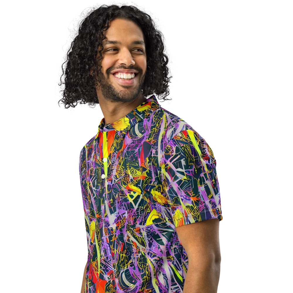 Sonic Shards on Men's Slim Fit Polo Shirt — Left Front
