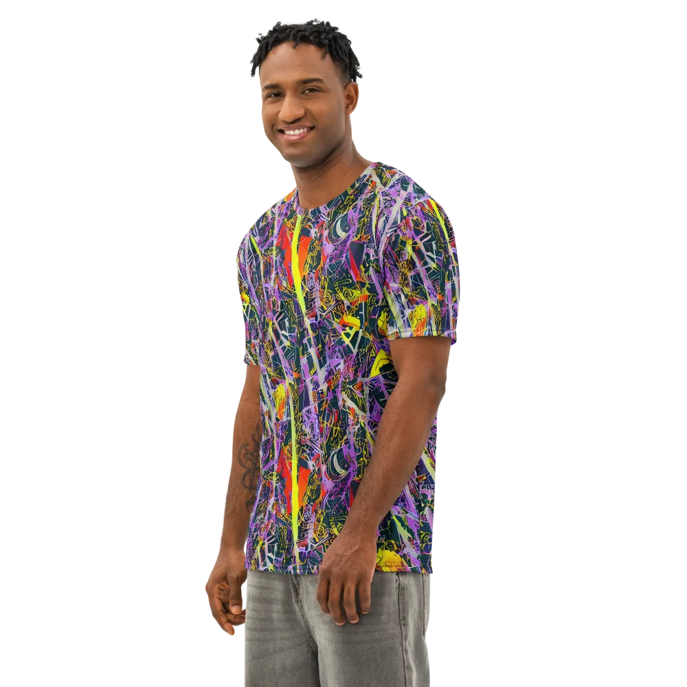 Sonic Shards on Men's Cotton Crew Neck T-Shirt — Left Front