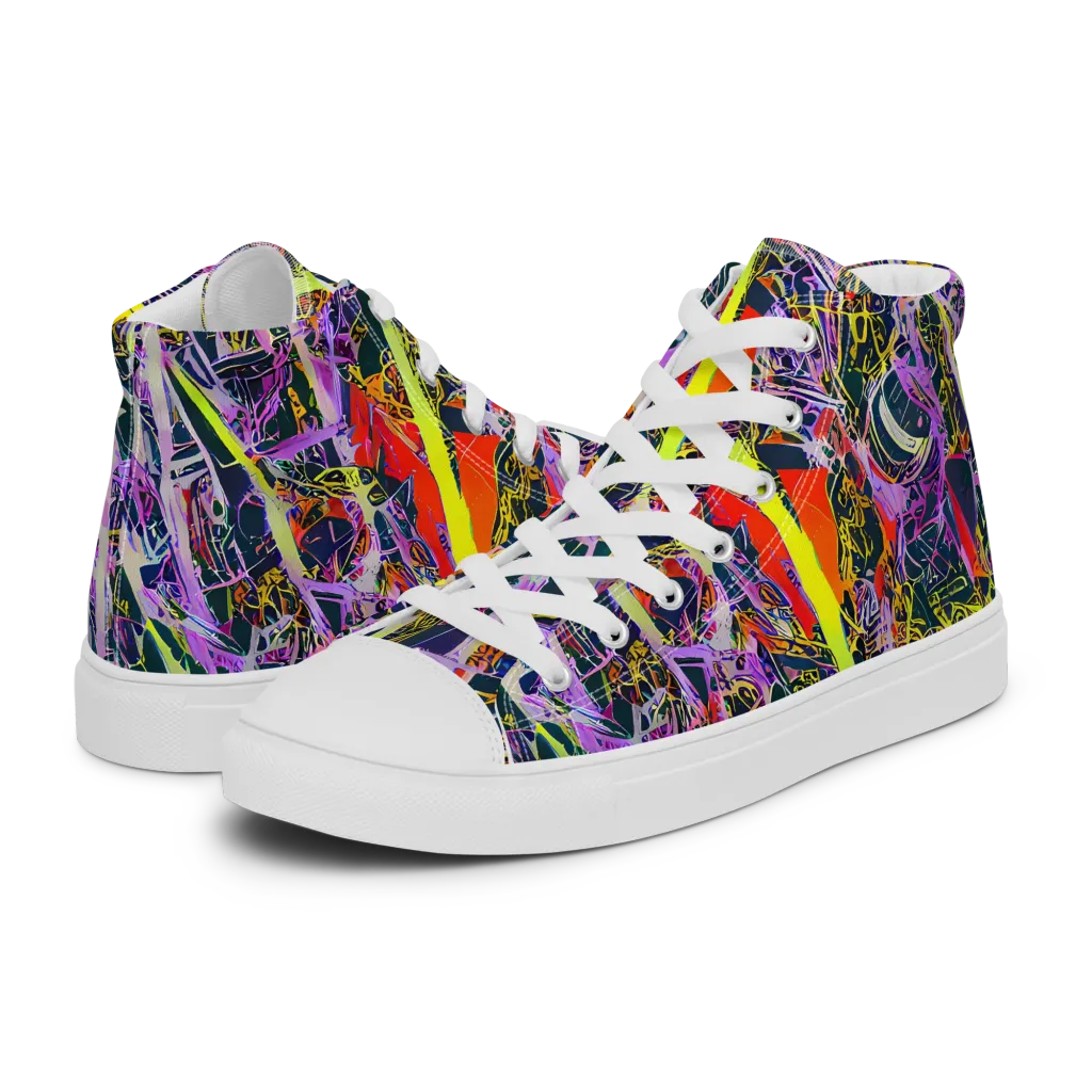 Sonic Shards on Men's High Top Canvas Shoes — Left