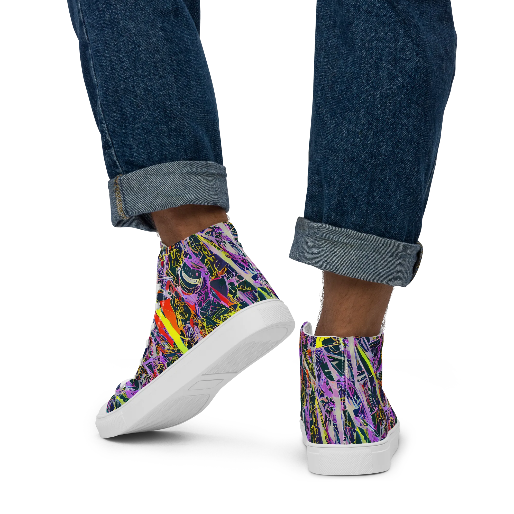 Sonic Shards on Men's High Top Canvas Shoes — Back