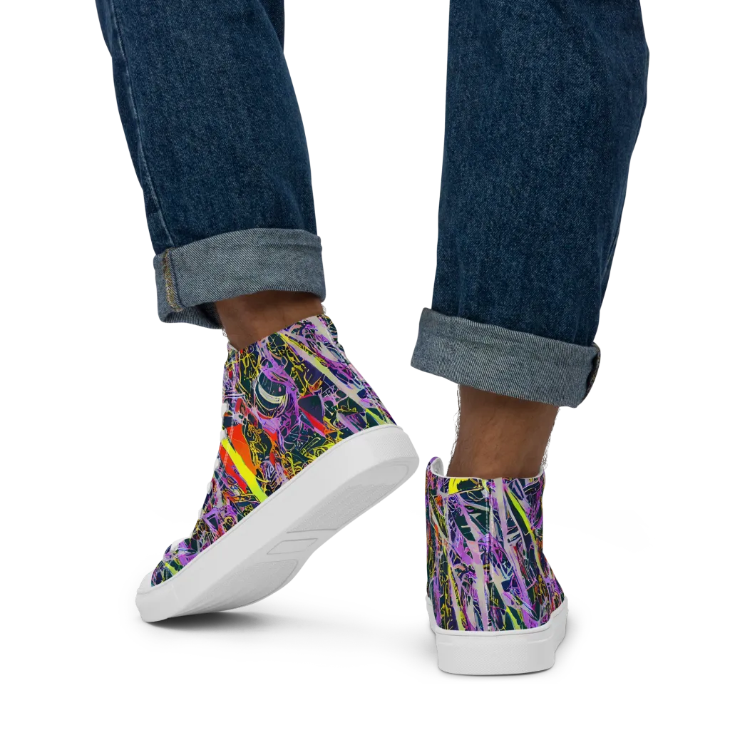 Sonic Shards on Men's High Top Canvas Shoes — Back