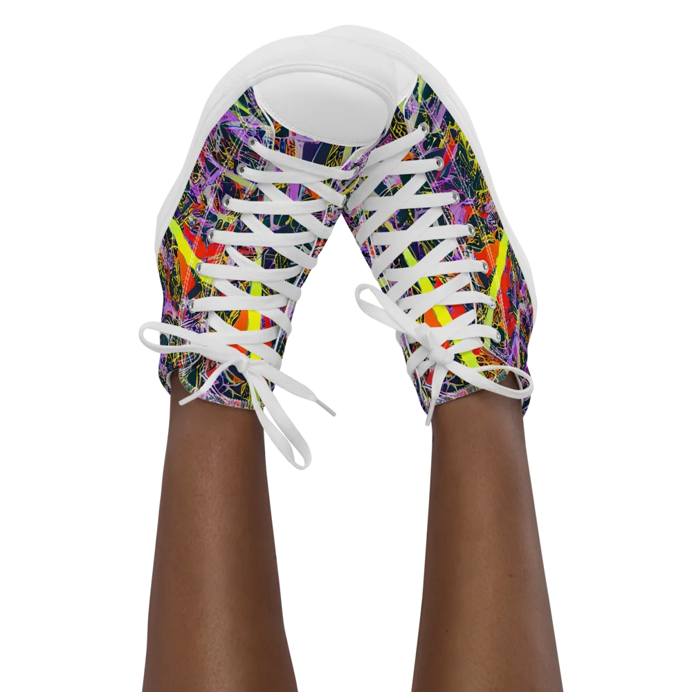 Sonic Shards on Women's High Top Canvas Shoes — Front