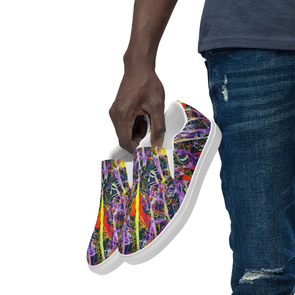 Sonic Shards on Men's Slip-On Canvas Shoes — Left Front