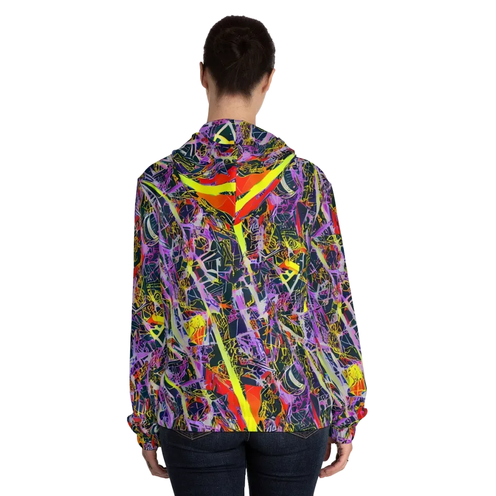 Sonic Shards on Women's Full-Zip Hoodie — Back On Person