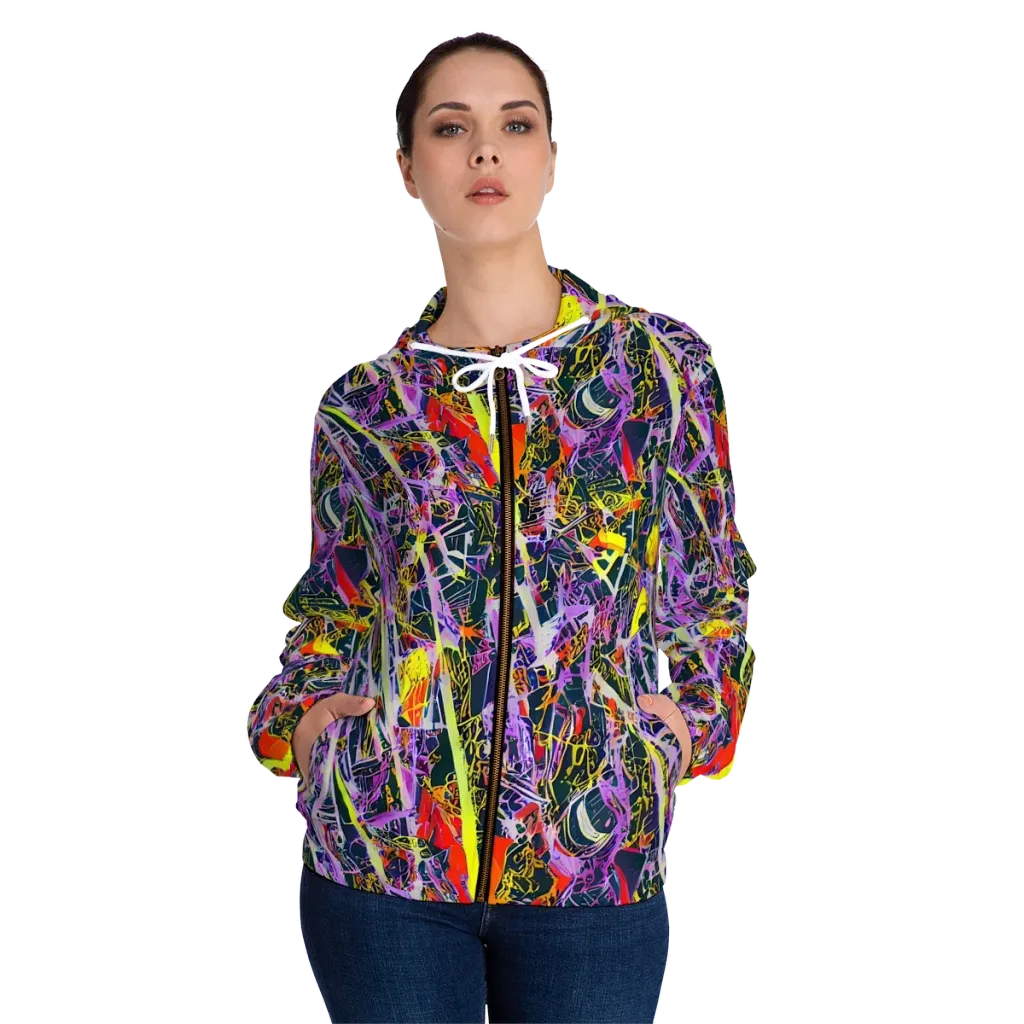 Sonic Shards on Women's Full-Zip Hoodie — Front On Person