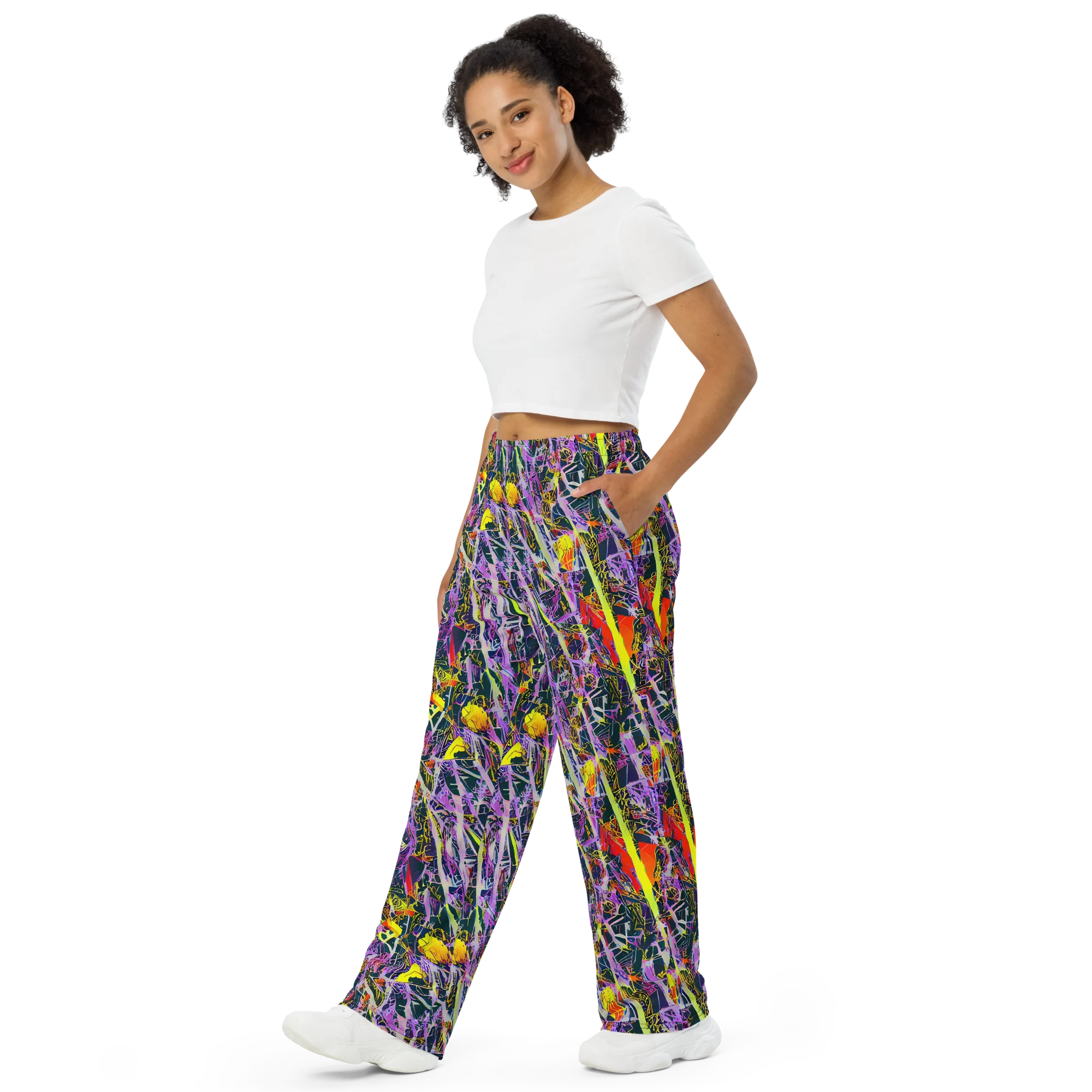 Sonic Shards on Wide-Leg Pants — Left Front