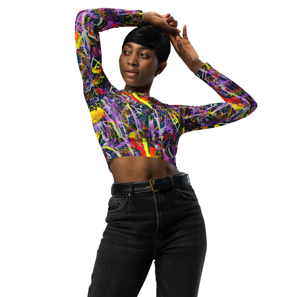 Sonic Shards on Long Sleeve Crop Top — Front