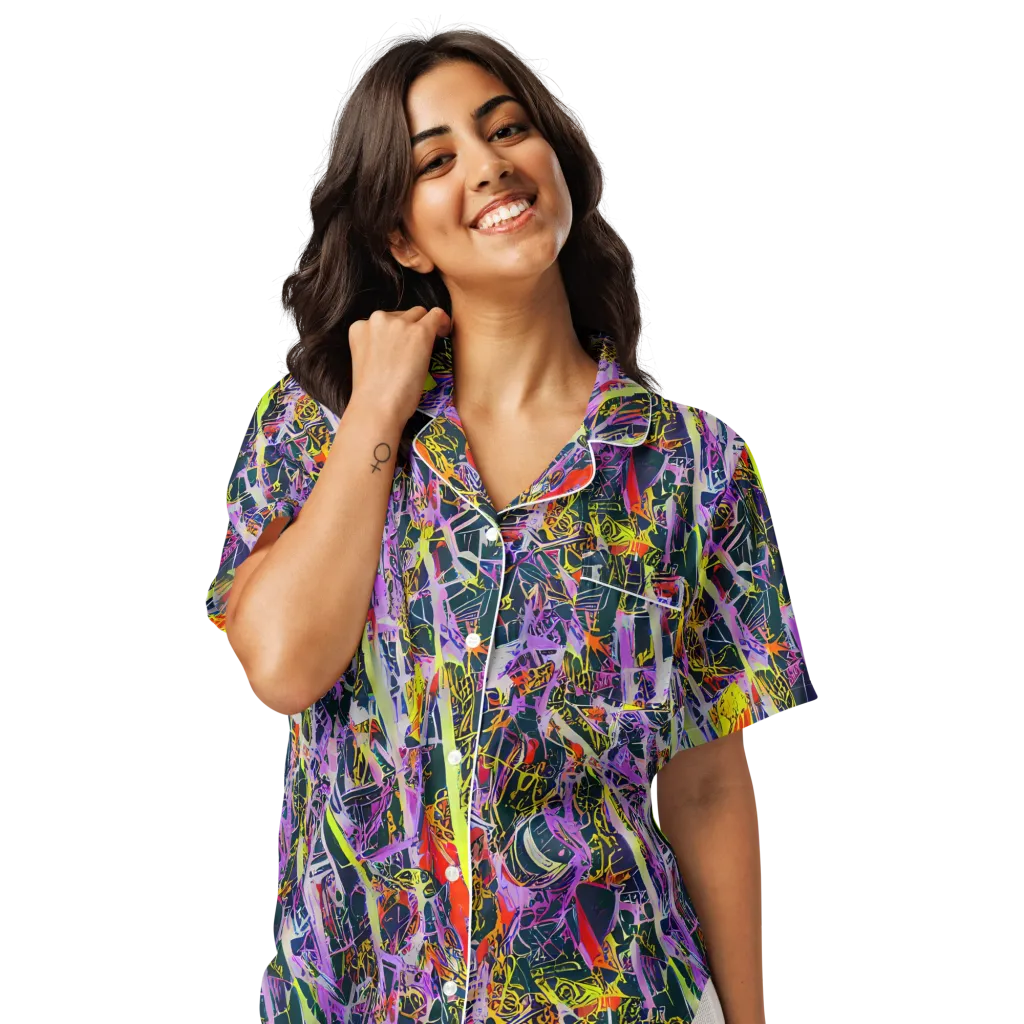 Sonic Shards on Women's Short Sleeve Pajama Top — Front