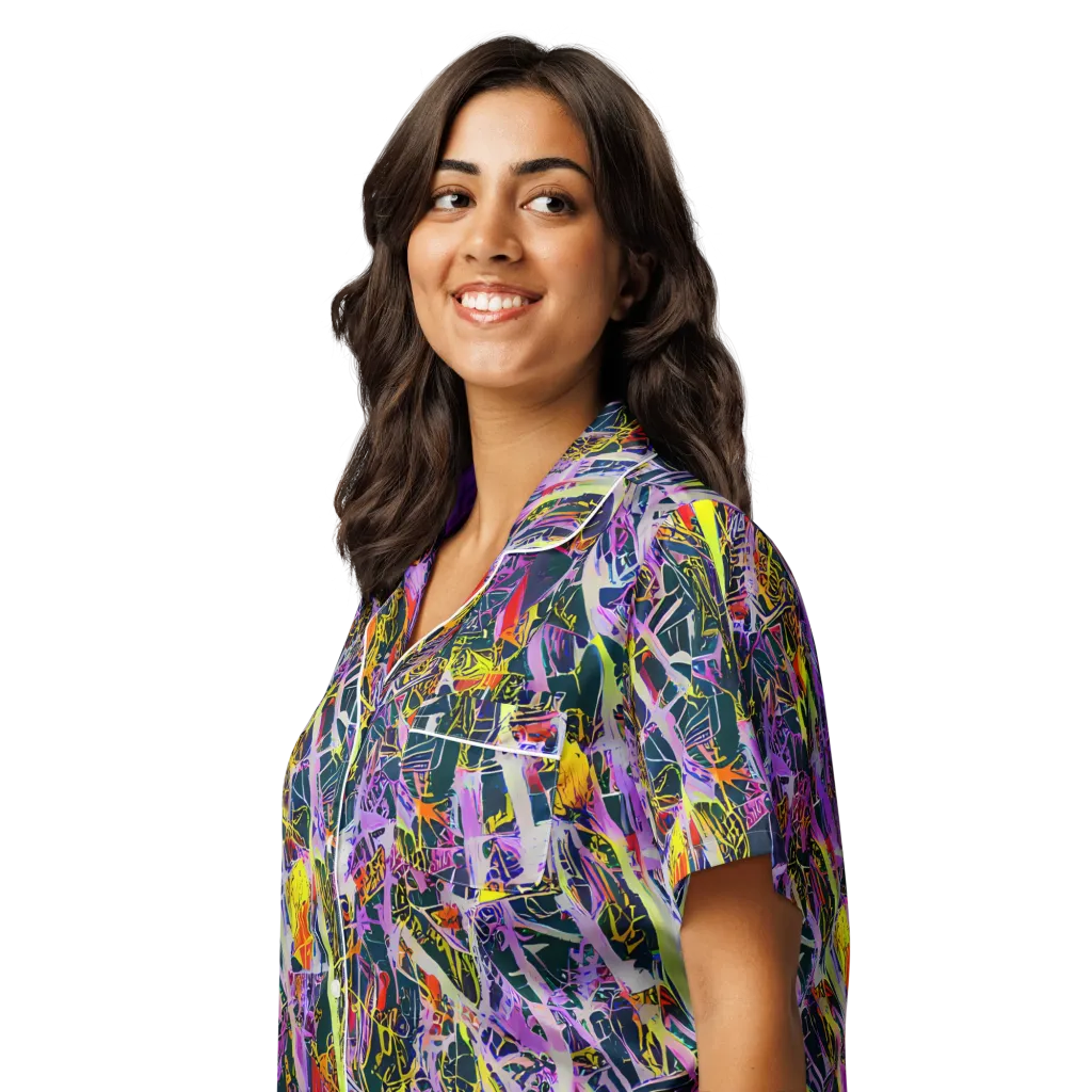 Sonic Shards on Women's Short Sleeve Pajama Top — Left Front