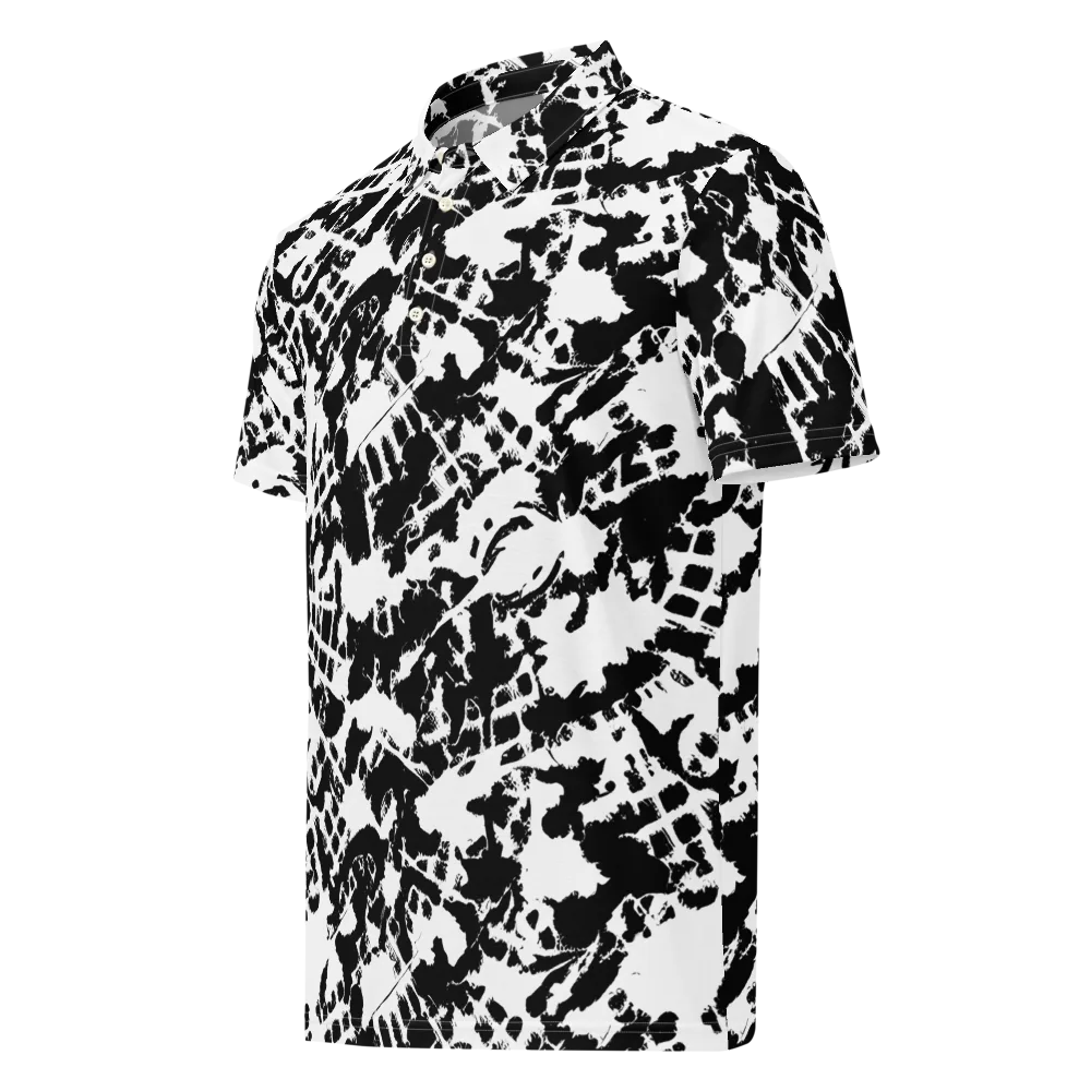 Noir Shatter on Men's Slim Fit Polo Shirt — Left Front