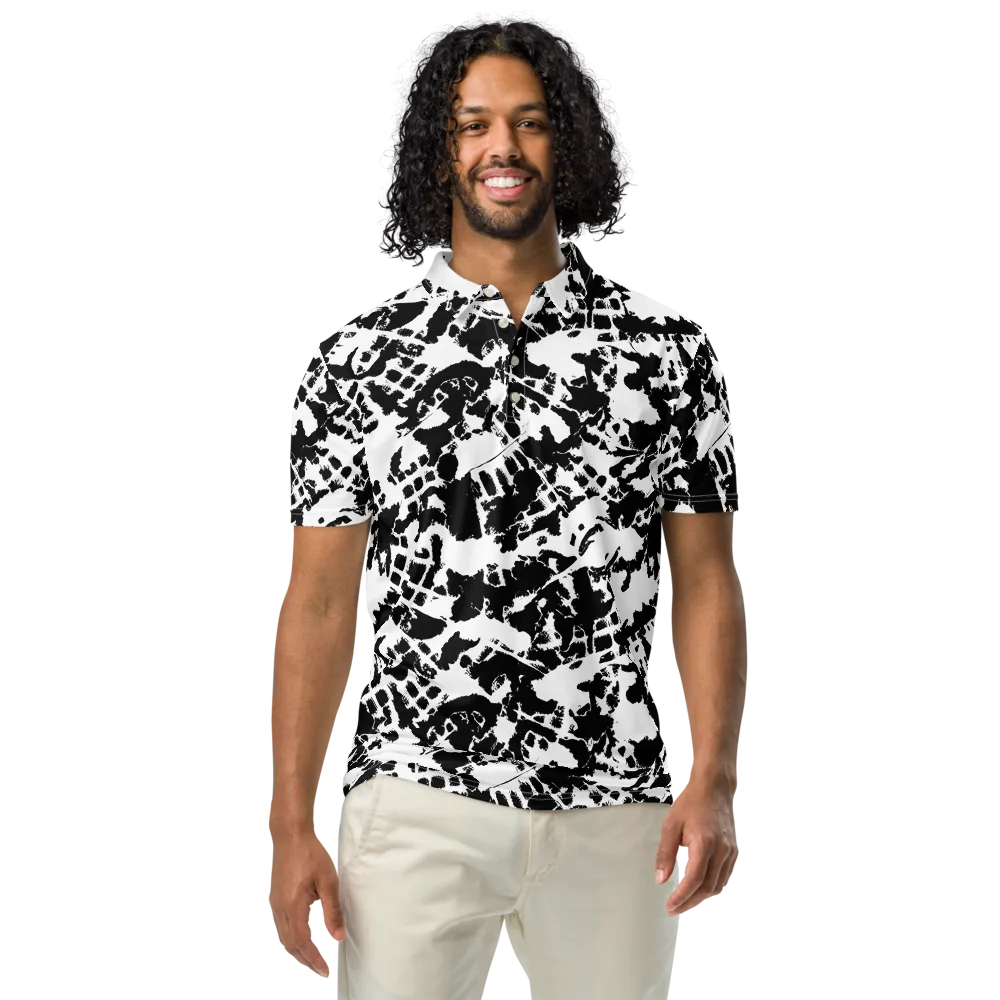 Noir Shatter on Men's Slim Fit Polo Shirt — Front
