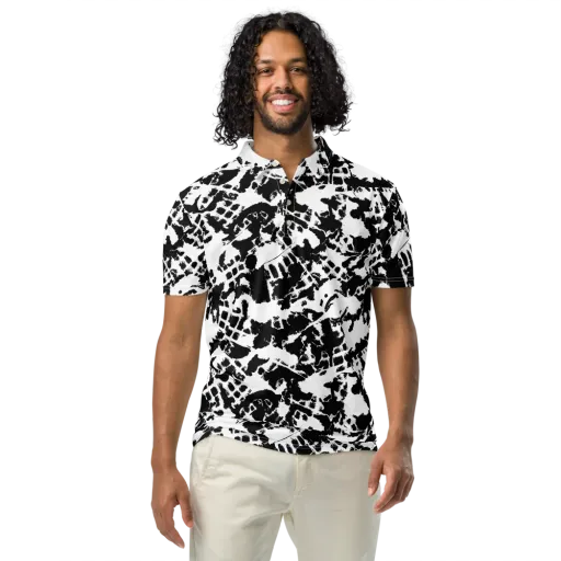 Noir Shatter on a Men's Slim Fit Polo Shirt