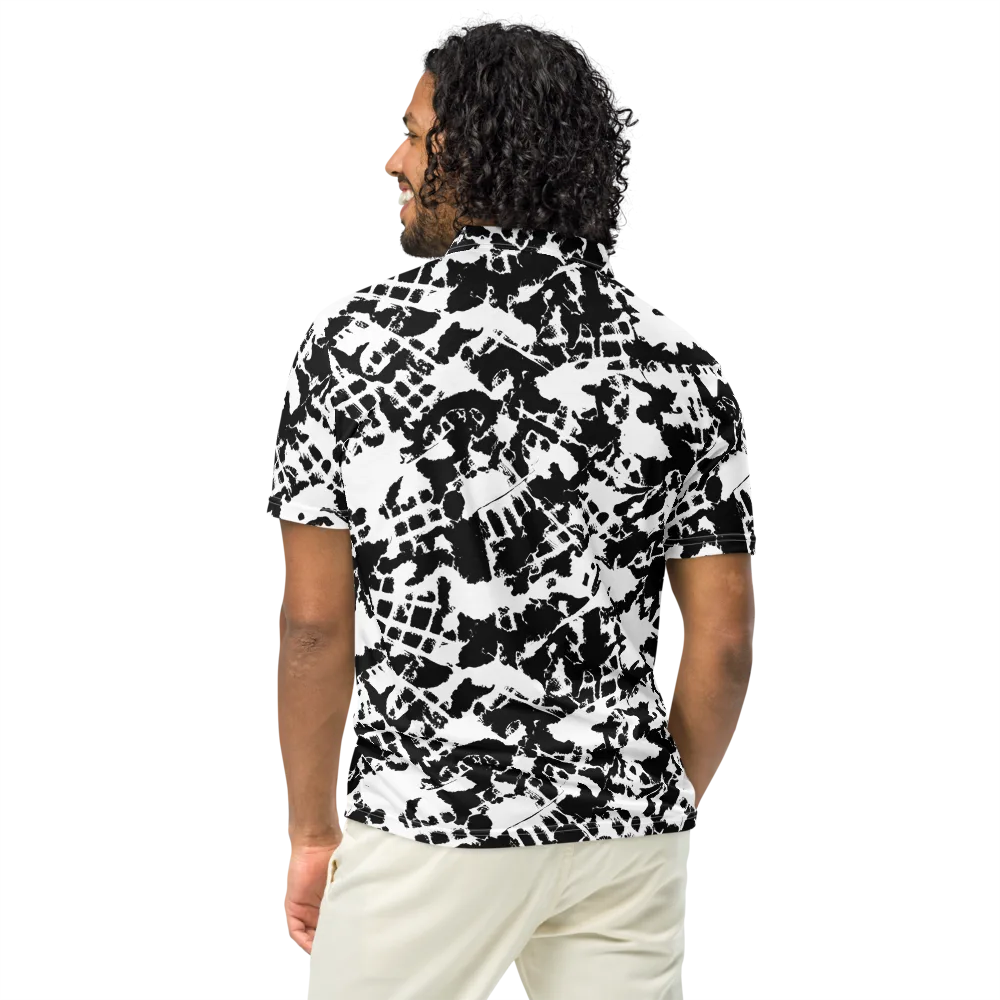 Noir Shatter on Men's Slim Fit Polo Shirt — Back
