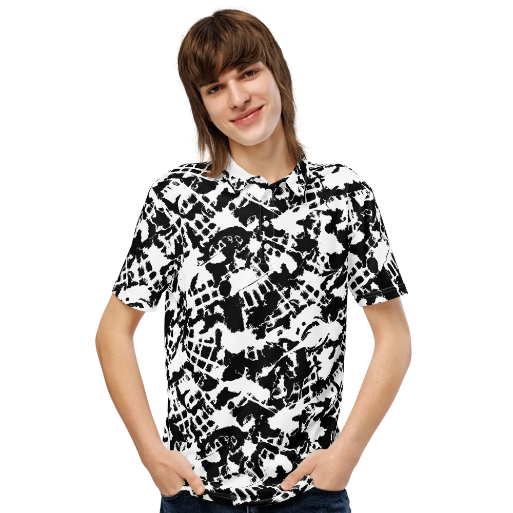 Noir Shatter on Men's Slim Fit Polo Shirt — Front