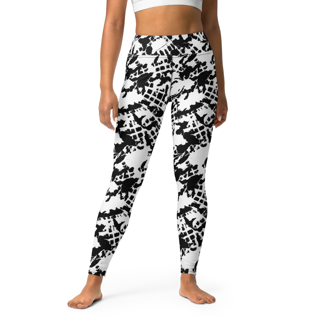 Noir Shatter on Yoga Leggings — Front