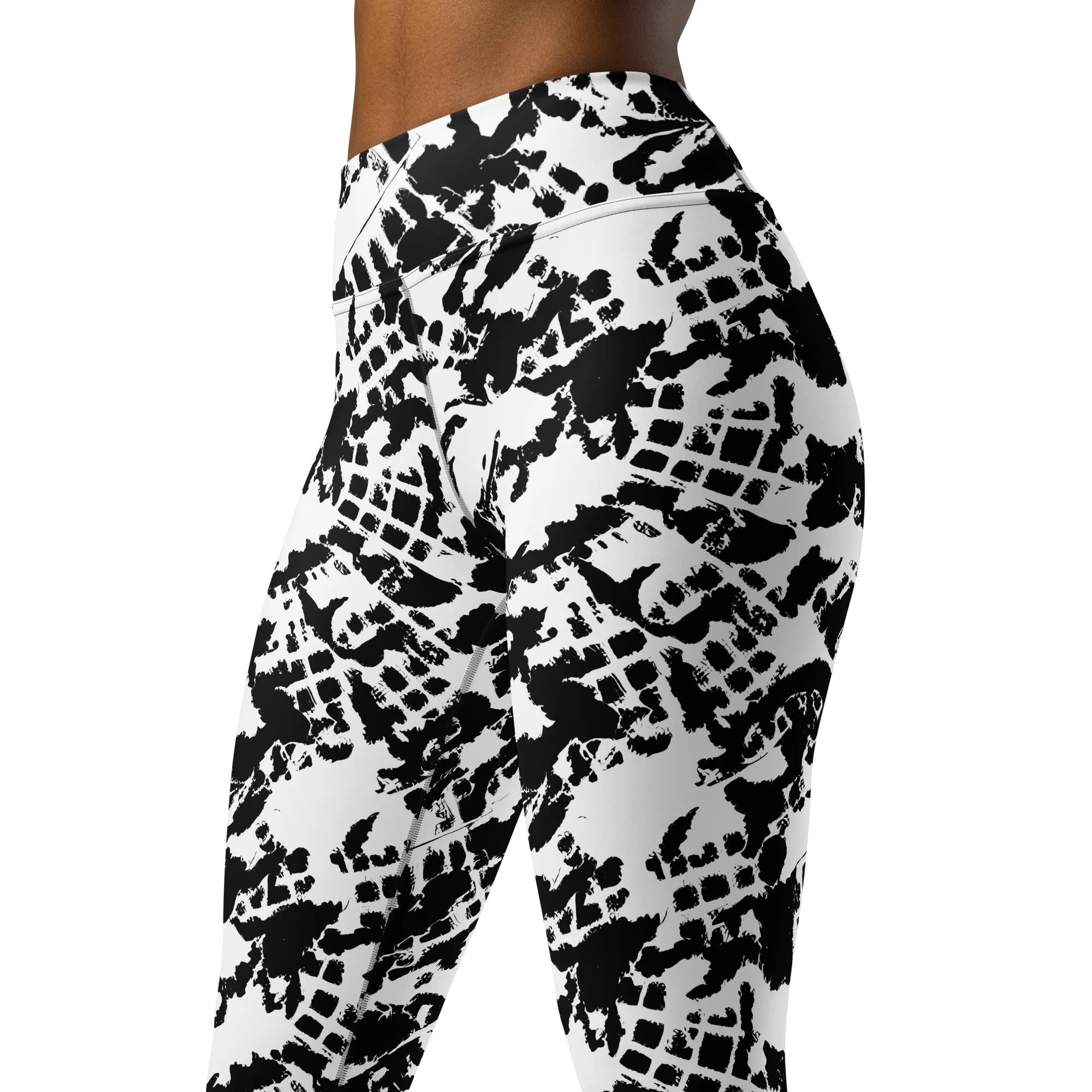 Noir Shatter on Yoga Leggings — Left Front