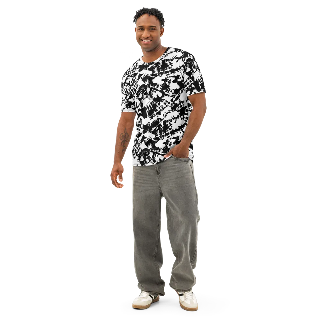 Noir Shatter on Men's Cotton Crew Neck T-Shirt — Front