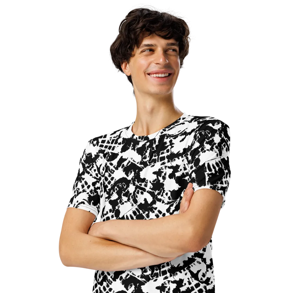 Noir Shatter on Men's Crew Neck T-Shirt — Left Front