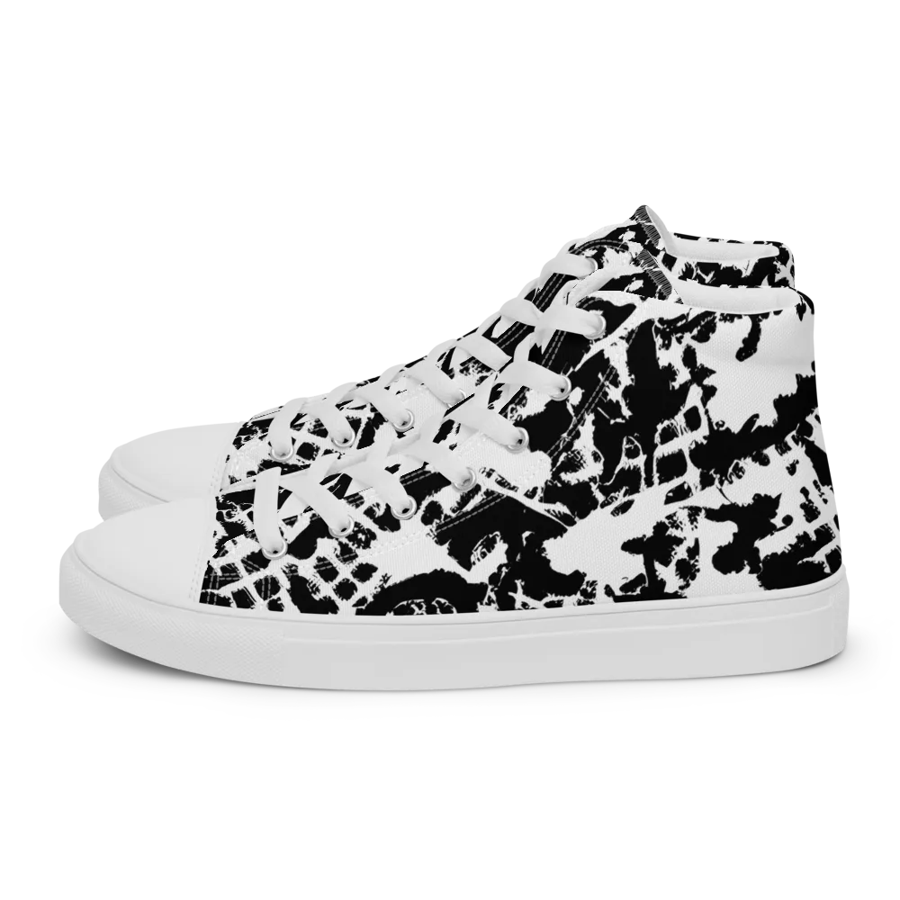 Noir Shatter on Men's High Top Canvas Shoes — Left