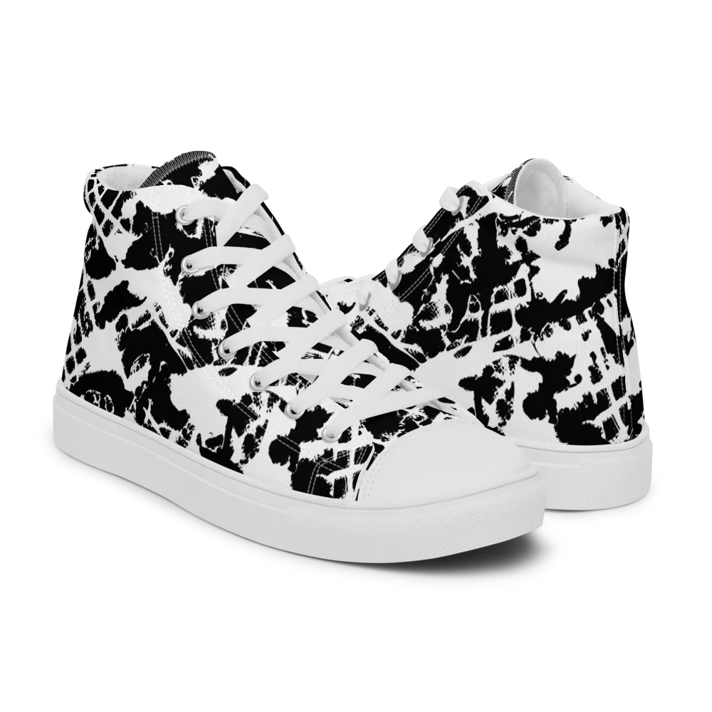 Noir Shatter on Men's High Top Canvas Shoes — Right