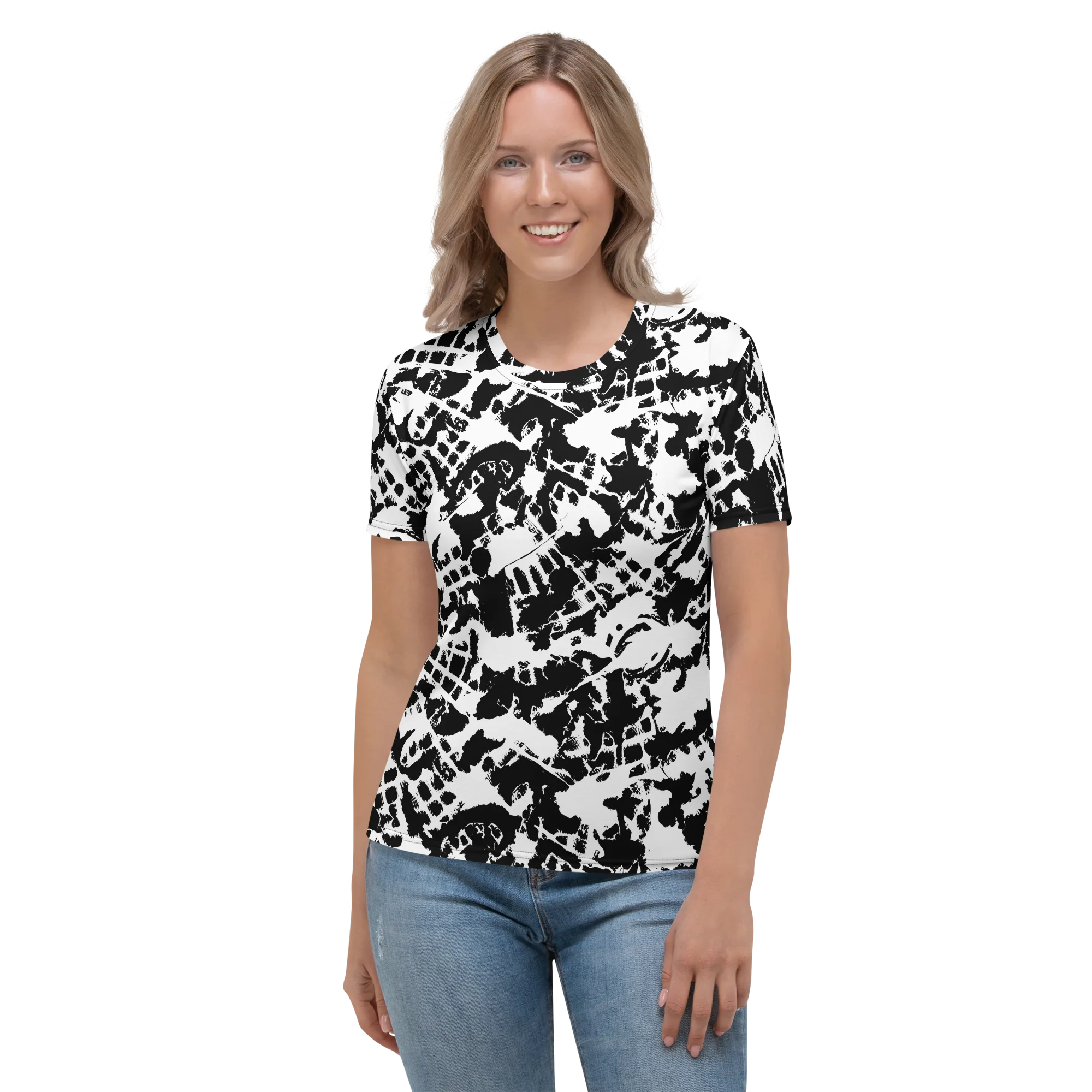 Noir Shatter on Women's Crew Neck T-Shirt — Front