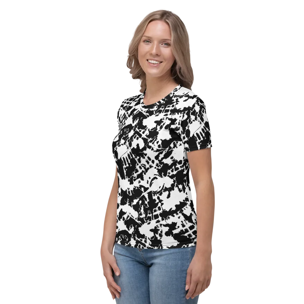 Noir Shatter on Women's Crew Neck T-Shirt — Left