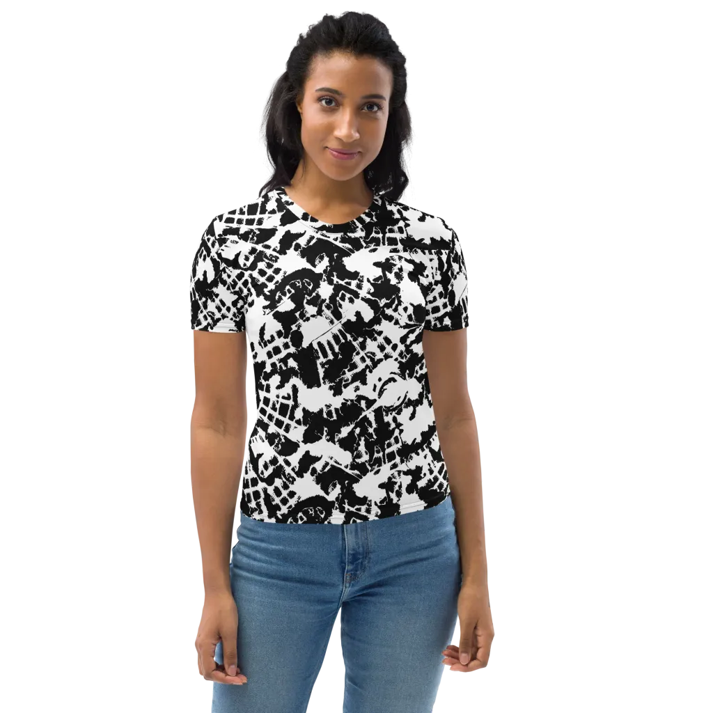 Noir Shatter on Women's Crew Neck T-Shirt — Front