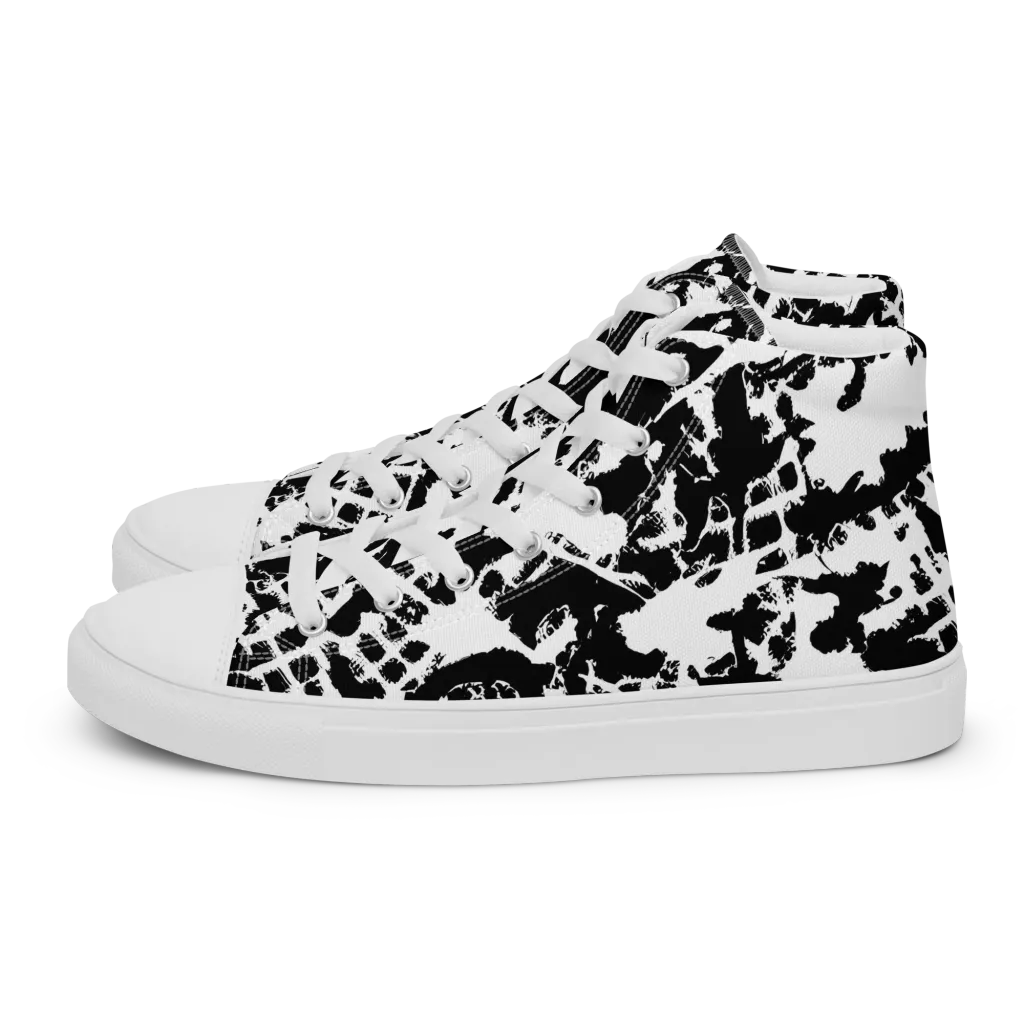 Noir Shatter on Women's High Top Canvas Shoes — Left