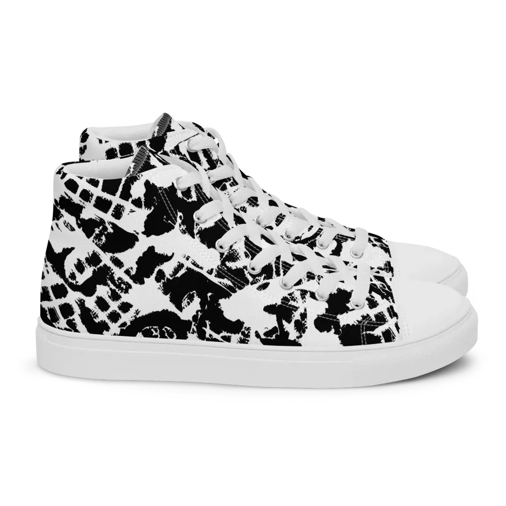 Noir Shatter on Women's High Top Canvas Shoes — Right
