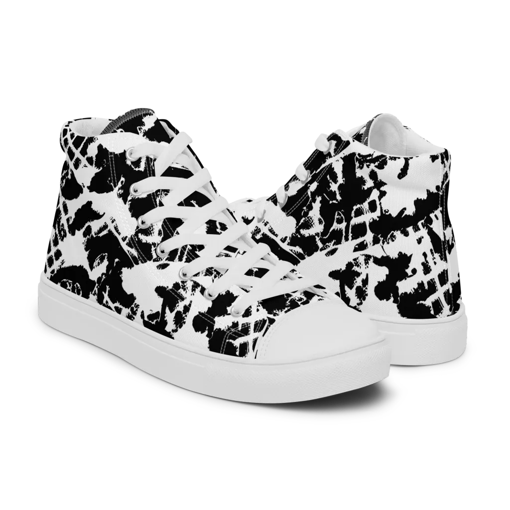 Noir Shatter on Women's High Top Canvas Shoes — Right