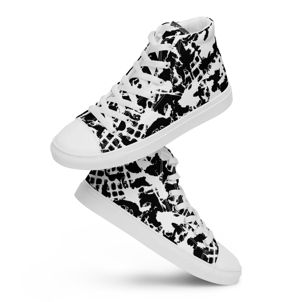 Noir Shatter on Women's High Top Canvas Shoes — Front
