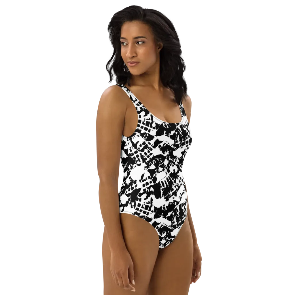 Noir Shatter on One-Piece Swimsuit — Right