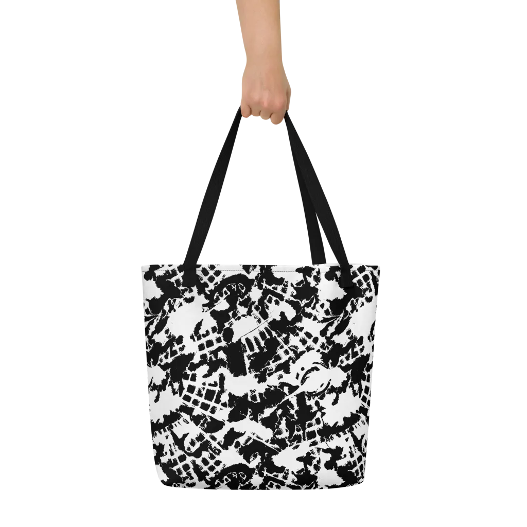 Noir Shatter on Large Tote Bag W/ Pocket — Front