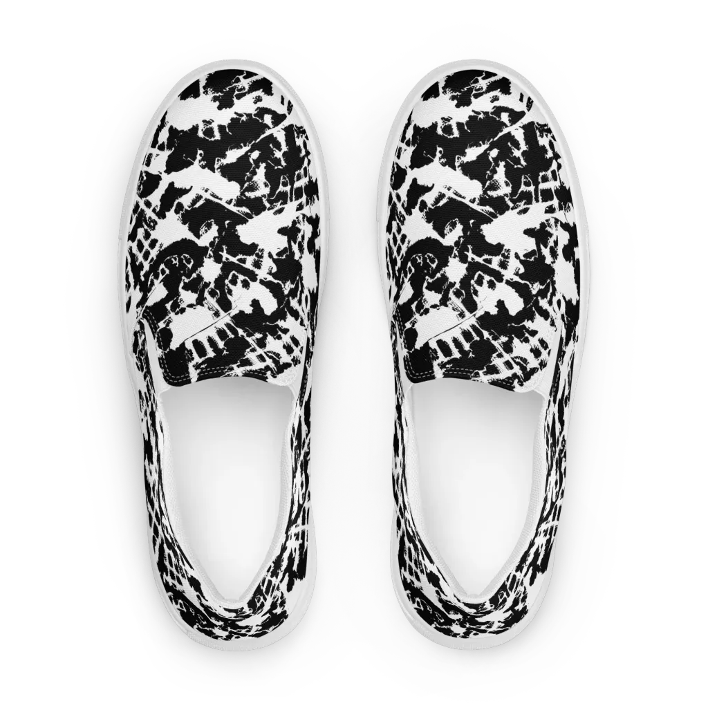Noir Shatter on Women's Slip-On Canvas Shoes — Front