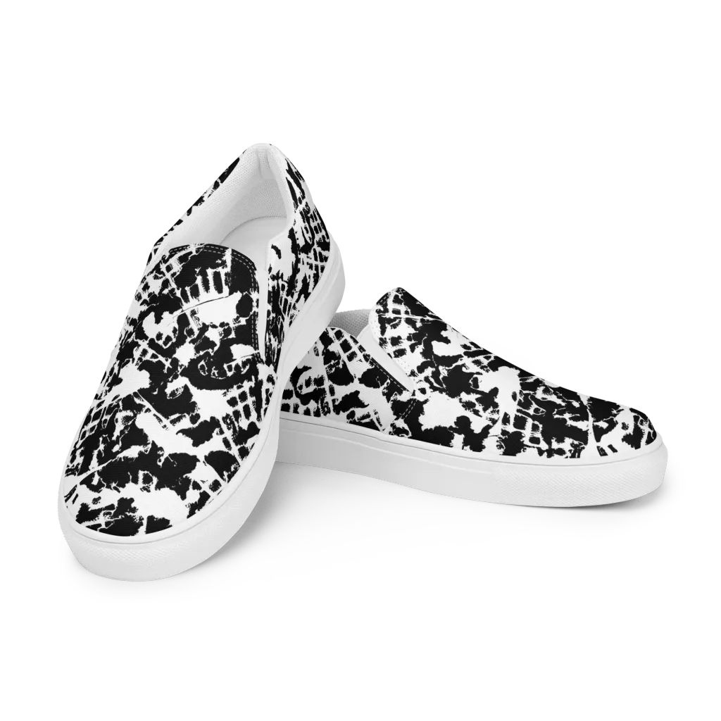 Noir Shatter on Women's Slip-On Canvas Shoes — Left Front