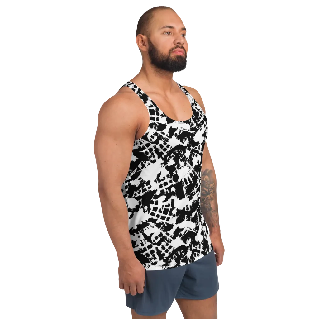 Noir Shatter on Men's Tank Top — Right Front