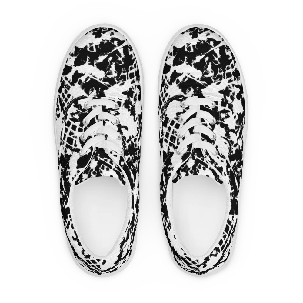 Noir Shatter on Men's Lace-Up Canvas Shoes — Front