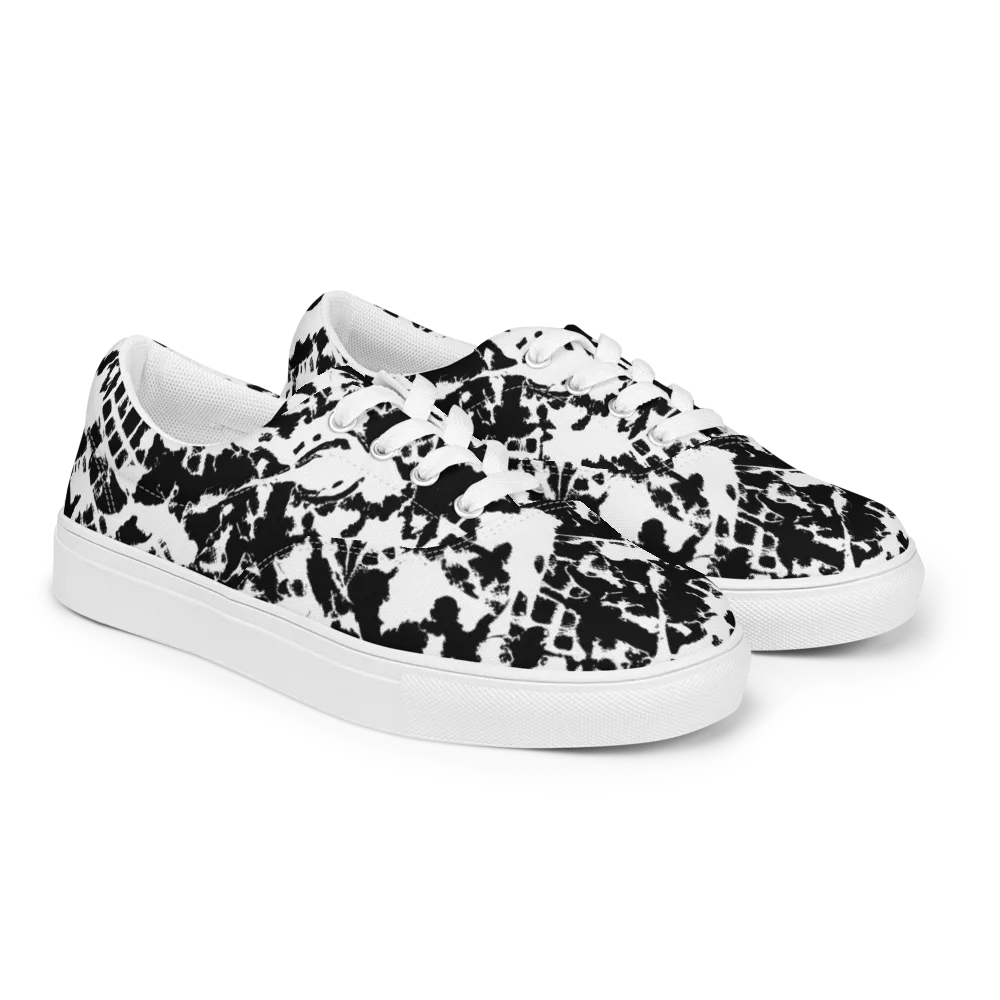 Noir Shatter on Men's Lace-Up Canvas Shoes — Right Front