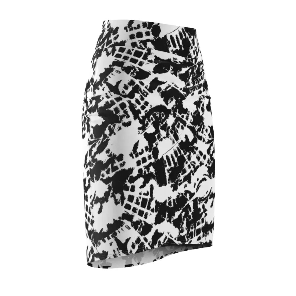 Noir Shatter on Pencil Skirt — Front Side