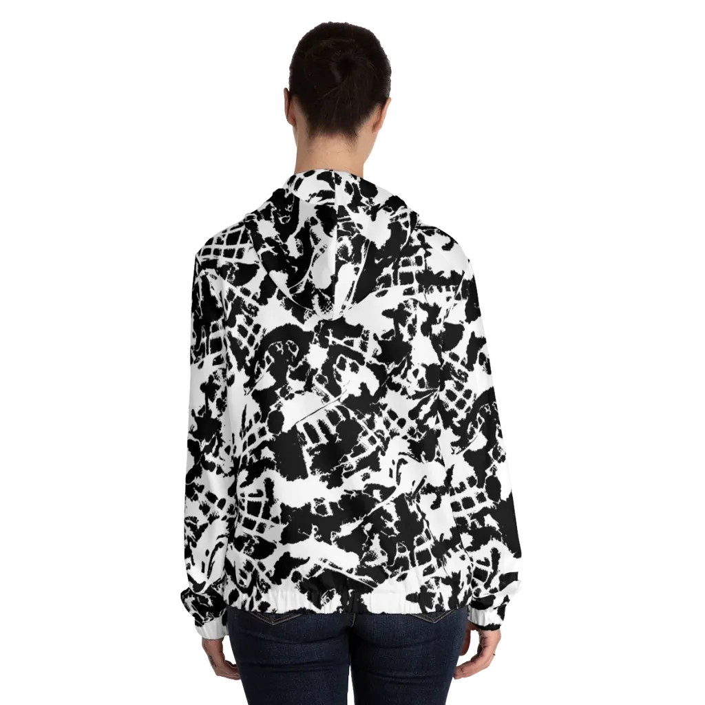 Noir Shatter on Women's Full-Zip Hoodie — Back On Person