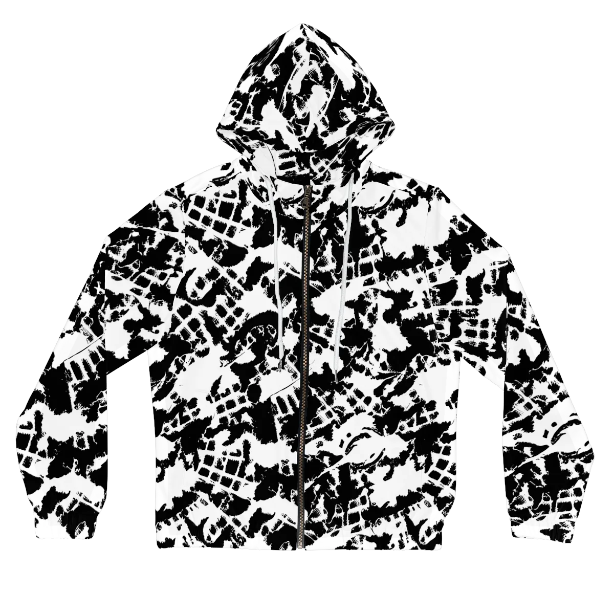 Noir Shatter on Women's Full-Zip Hoodie — Front