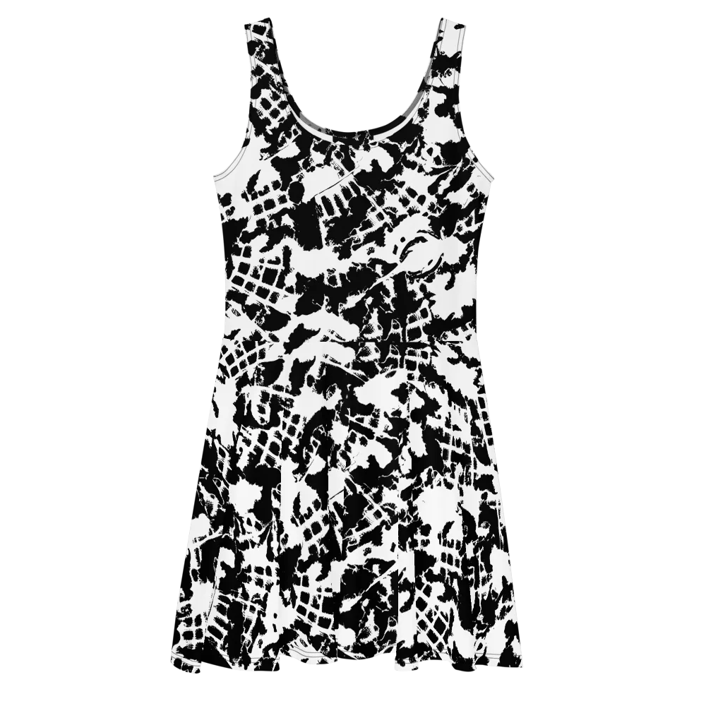 Noir Shatter on Skater Dress — Front