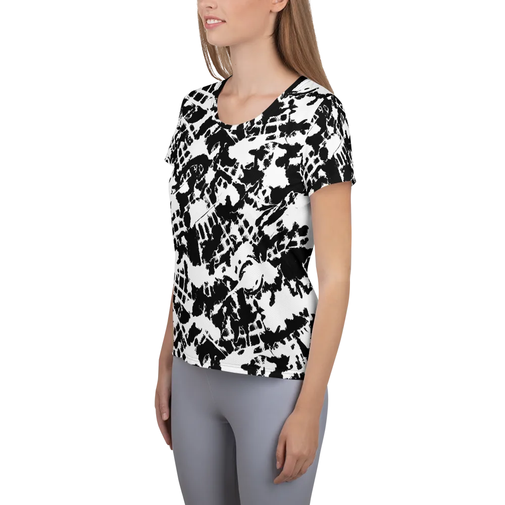 Noir Shatter on Women's Athletic T-Shirt — Left