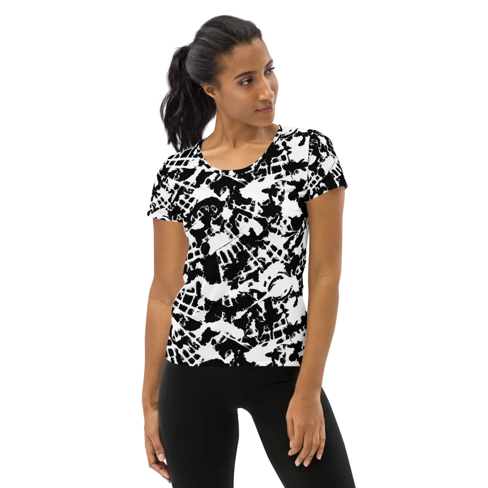 Noir Shatter on Women's Athletic T-Shirt — Front